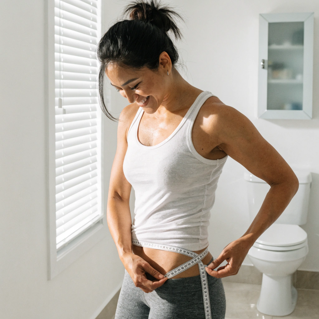 Patient measuring weight loss progress